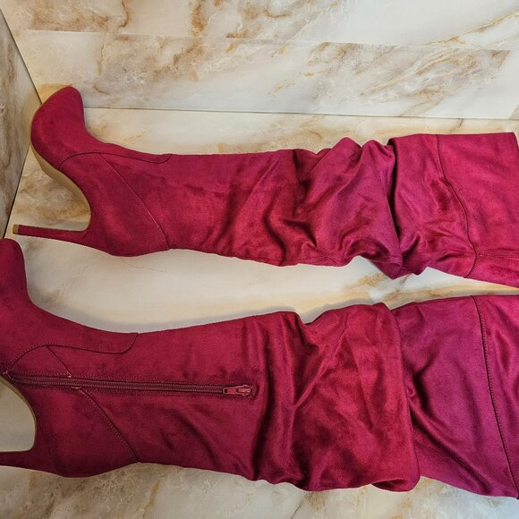 BCBGeneration Himani Slouch Tall Boot, Viva Pink Microsuede, Size 7, NWOT - Picture 2 of 5
